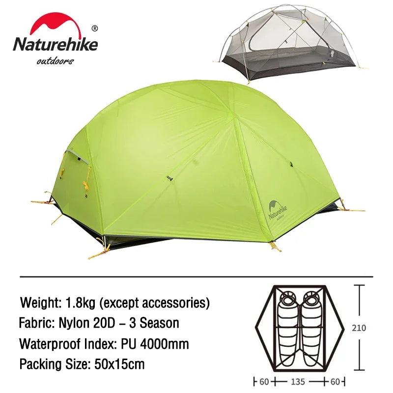 Naturehike Camping Tent 2 Person Mongar Ultralight Tent Outdoor Travel Tent Double Layer Waterproof Tent 3 Season Portable Tent - Outdoorsavage