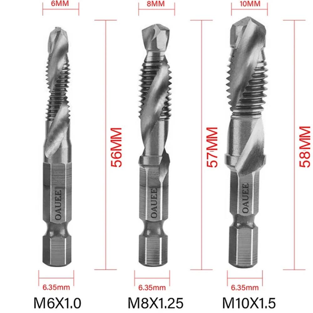 1/6Pcs Tap Drill Bit Set Hex Shank Titanium Plated HSS Screw Thread Bit Screw Machine Compound Tap M3 M4 M5 M6 M8 M10 Hand Tools - Outdoorsavage