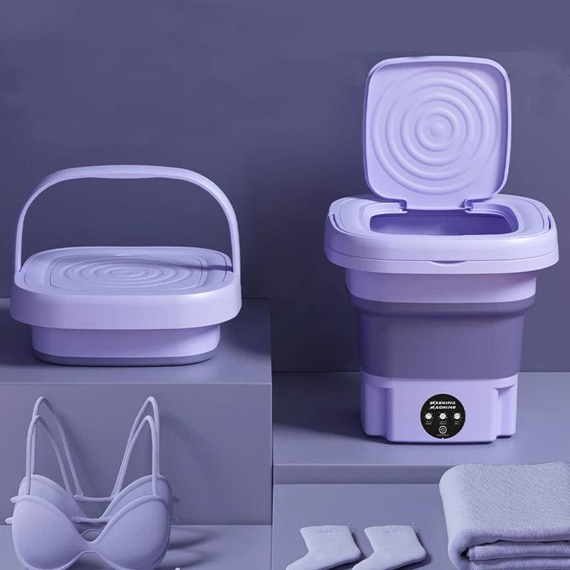 8L Portable Small Foldable Washing Machine with Spin Dryer For Socks Underwear Panties Washer Household Mini Washing Machine - Outdoorsavage