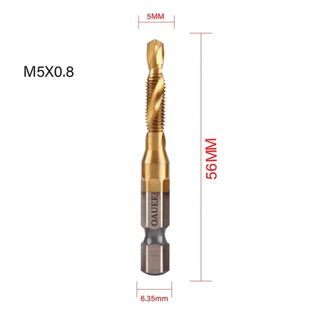 1/6Pcs Tap Drill Bit Set Hex Shank Titanium Plated HSS Screw Thread Bit Screw Machine Compound Tap M3 M4 M5 M6 M8 M10 Hand Tools - Outdoorsavage