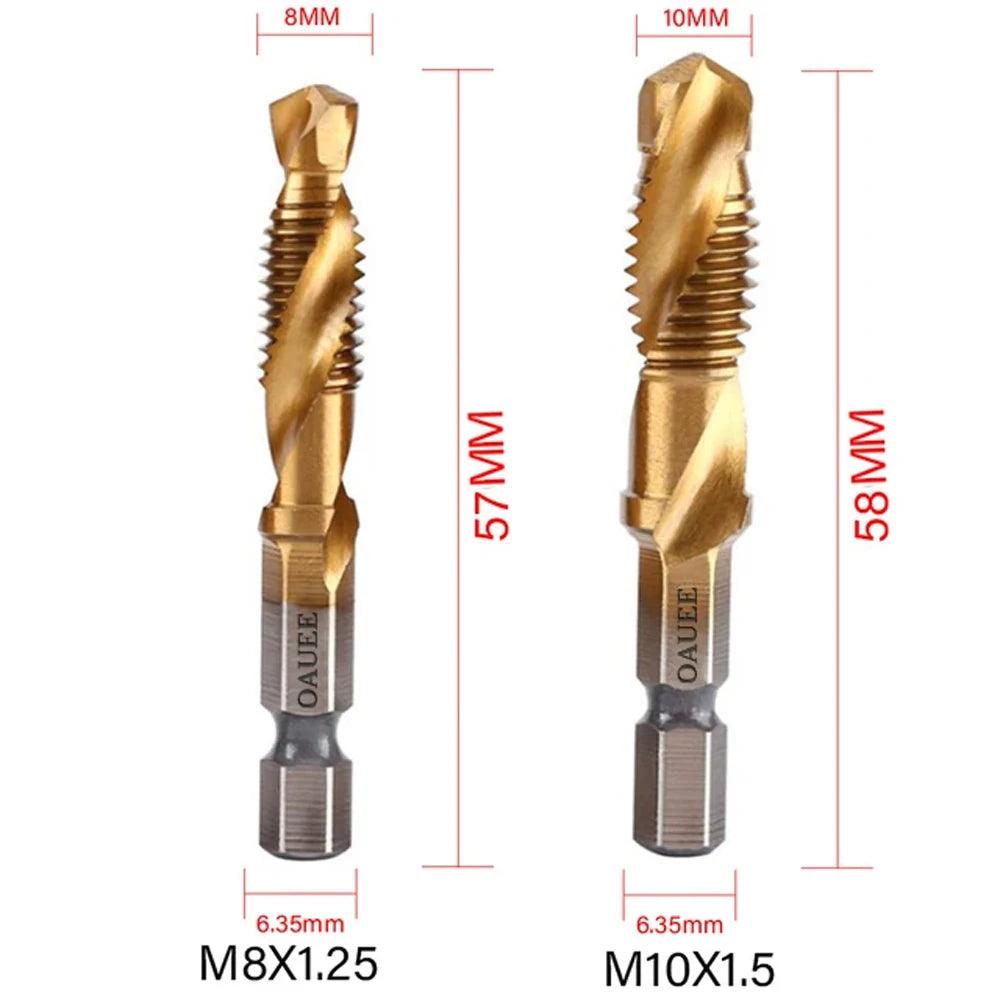 1/6Pcs Tap Drill Bit Set Hex Shank Titanium Plated HSS Screw Thread Bit Screw Machine Compound Tap M3 M4 M5 M6 M8 M10 Hand Tools - Outdoorsavage