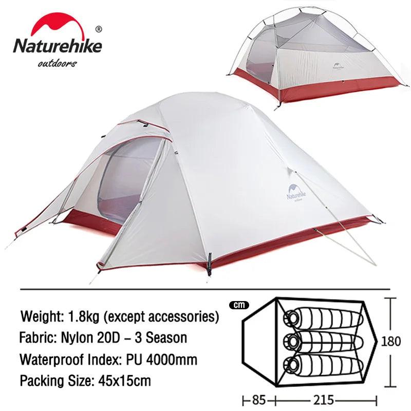 Naturehike Cloud Up 1 2 3 People Tent Ultralight 20D Camping Tent Waterproof Outdoor Hiking Travel Tent Backpacking Cycling Tent - Outdoorsavage