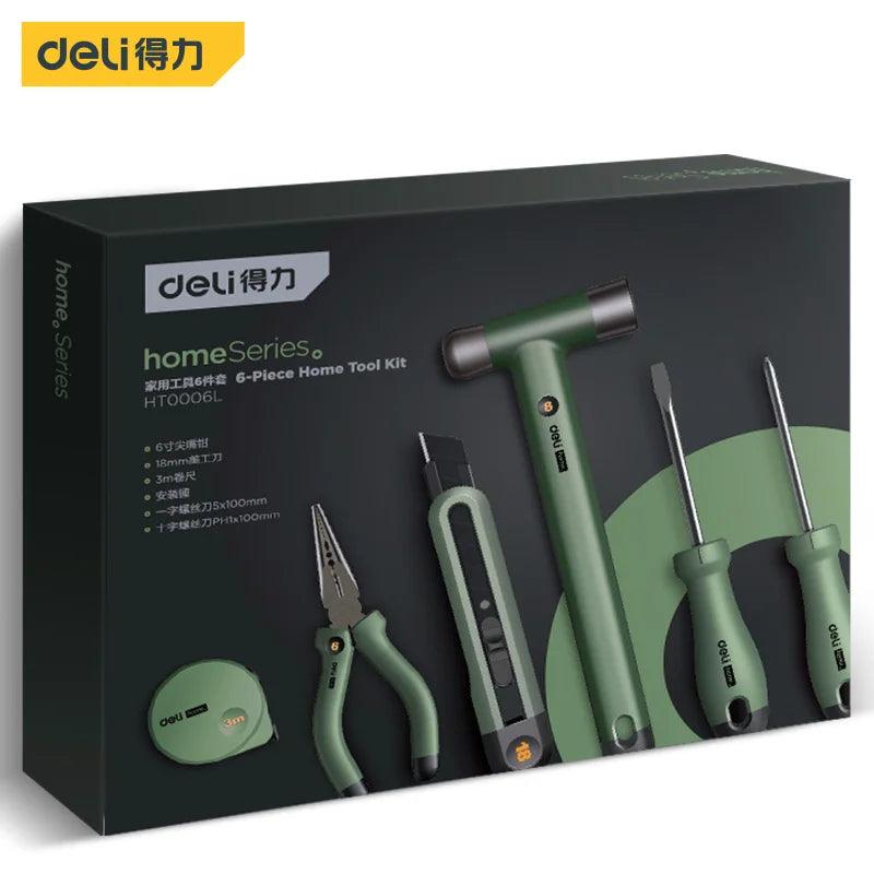 DELI Multitool Sets, Installation, Nail Hammer, Tape Measuring, Home Wrench, Pliers, Screwdriver, Hand Repair Tools Kits, 6 Pcs - Outdoorsavage