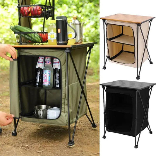 Folding Outdoor Cooking Cupboard Storage Organizer For Camping Kitchen - Outdoorsavage