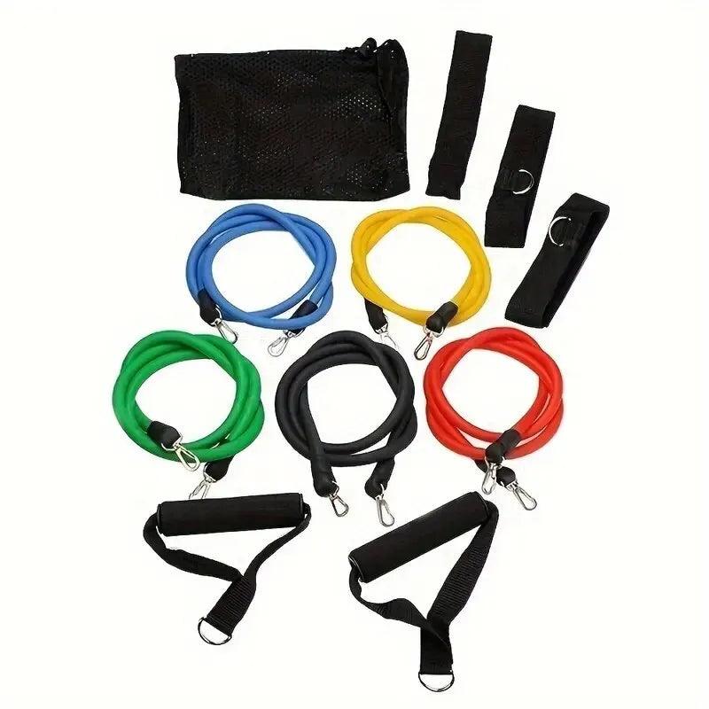 11pcs/Set Pull Rope, Resistance Bands, Portable Fitness Equipment, Ankle Strap, Chest Expander, Elastic Exercise Band - Outdoorsavage