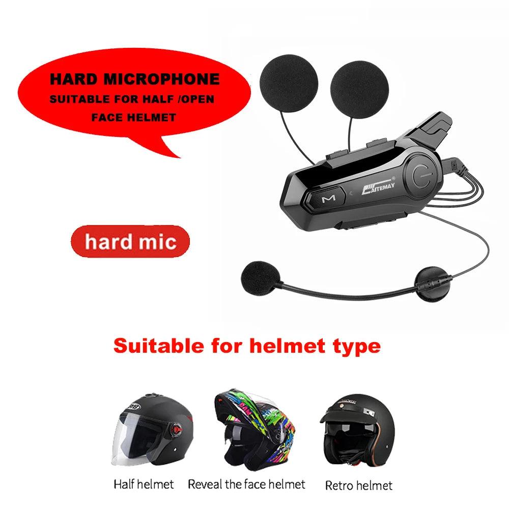 1/2Pcs Bluetooth Motorcycle Helmet Intercom Headset for 2 Rider intercomunicador Moto Wireless Interphone Noice Reduction - Outdoorsavage