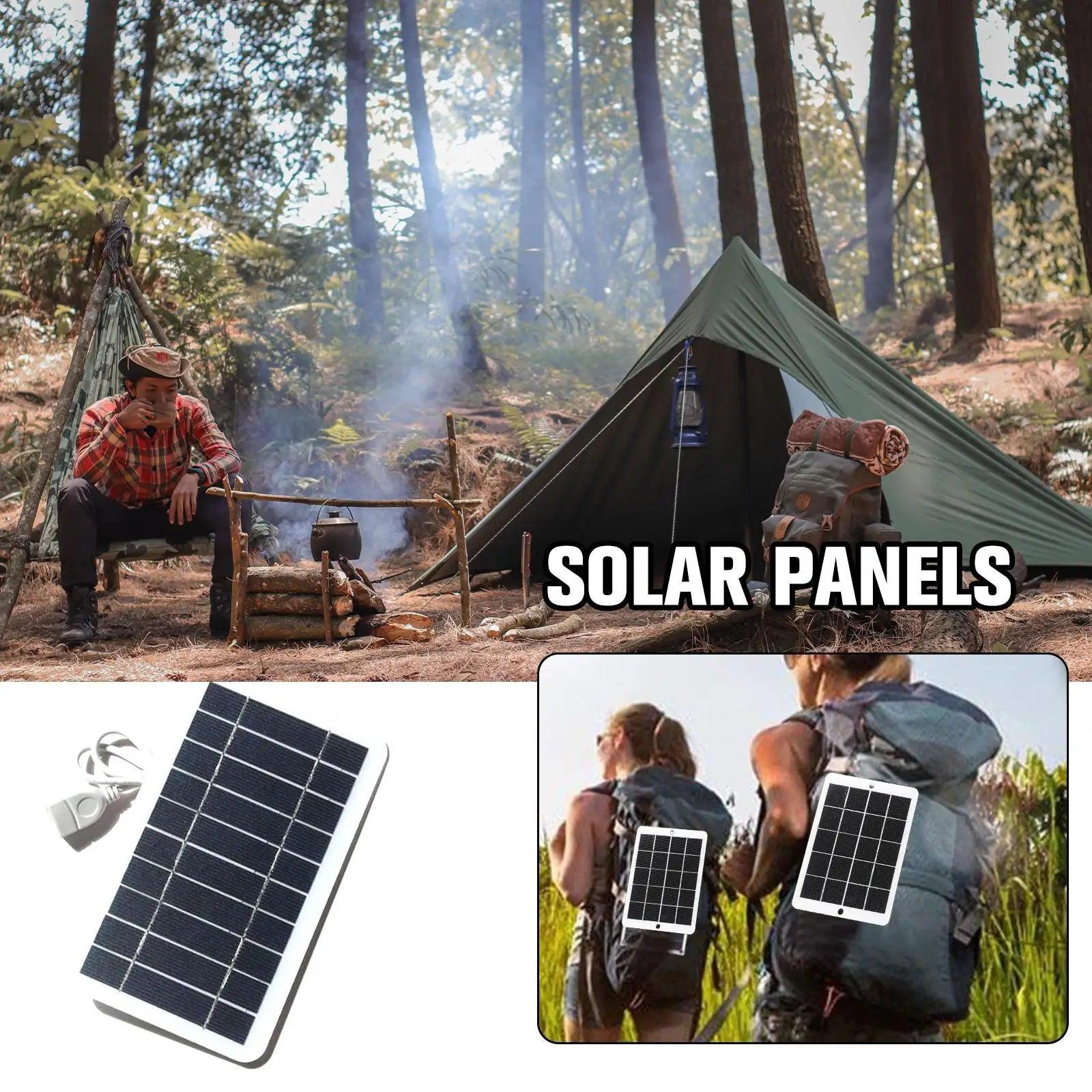 Portable Solar Panel 5V 2W Solar Plate with USB Safe Charge Stabilize Battery Charger for Power Bank Phone Outdoor Camping Home - Outdoorsavage