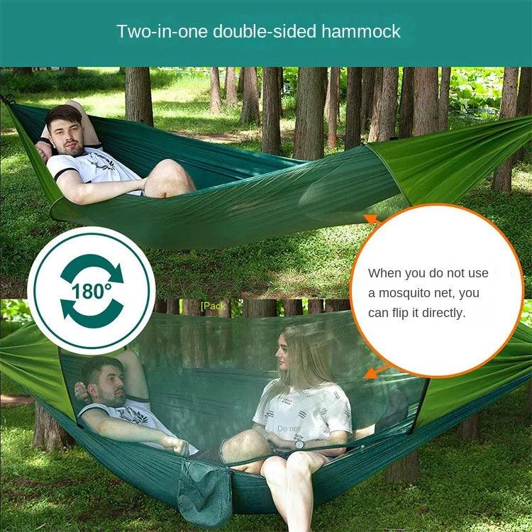 Outdoor Camping Hammocks with Mosquito Net 1-2 Person Portable Travel Camping Fabric Hanging Swing Hammocks Bed Garden Furniture - Outdoorsavage