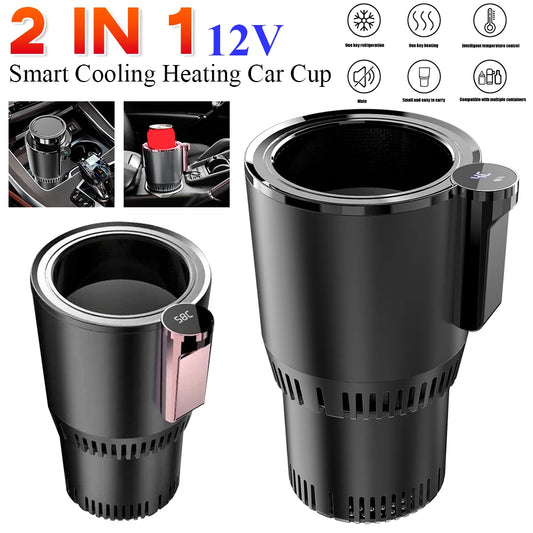 Smart self-cooling and heating beverage mug, 12V 36W 2-in-1 technology.