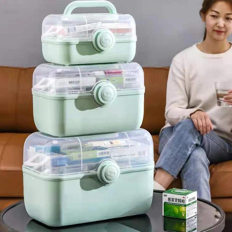 Large Capacity Family Medicine Organizer Box Portable First Aid Kit Medicine Storage Boxes Organizers Plastic Organizing Home - Outdoorsavage