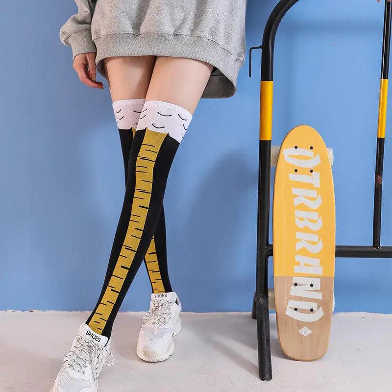 Funny Chicken Paw Stocking Over-knee Pressure Thin Leg Long Stockings Women Spring Autumn Winter Middle High School Girls Socks - Outdoorsavage