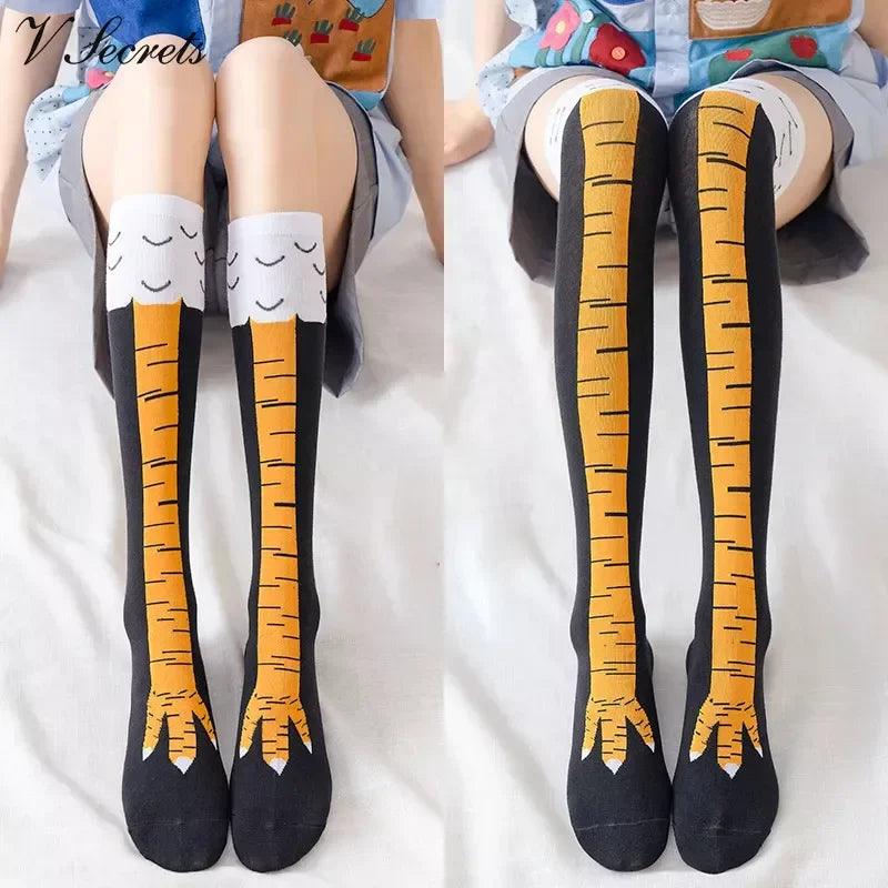 Funny Chicken Paw Stocking Over-knee Pressure Thin Leg Long Stockings Women Spring Autumn Winter Middle High School Girls Socks - Outdoorsavage