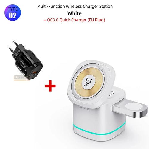 3 in 1 Transparent Magnetic 15W Wireless Charger Charger Stand For - Outdoorsavage