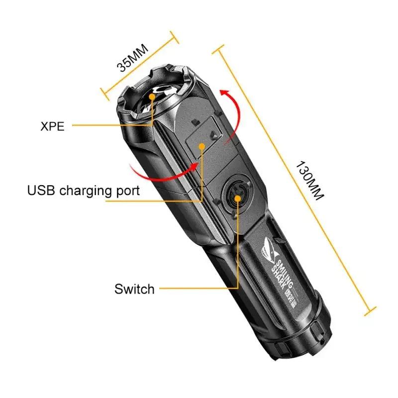 Powerful LED Flashlight 100000 Lumen Tactical Flashlights Rechargeable USB 18650 Waterproof Zoom Fishing Hunting LED Flashlight - Outdoorsavage