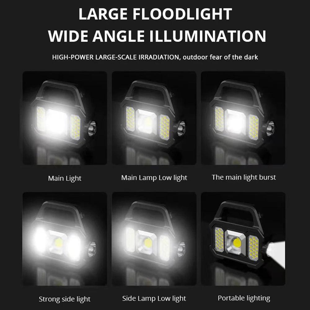 500LM USB Rechargeable Flashlight Waterproof 6 Gear COB/LED Torch Light Portable Powerful Lantern Solar Light for Camping Hiking - Outdoorsavage