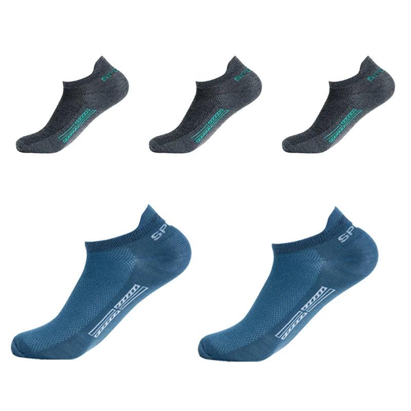 5 Pairs/Lot High Quality Men Ankle Socks Breathable Cotton Sports Mesh Casual Athletic Thin Cut Short Sokken Plus Size - Outdoorsavage