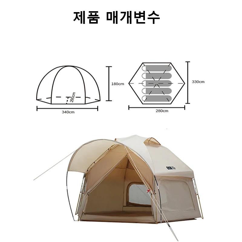 Hexagon Tent Outdoor Bionic Design Huge Frog Tent Rainproof Double Layer Pop Up Tent Portable Folding Tent for 5-8 Person - Outdoorsavage