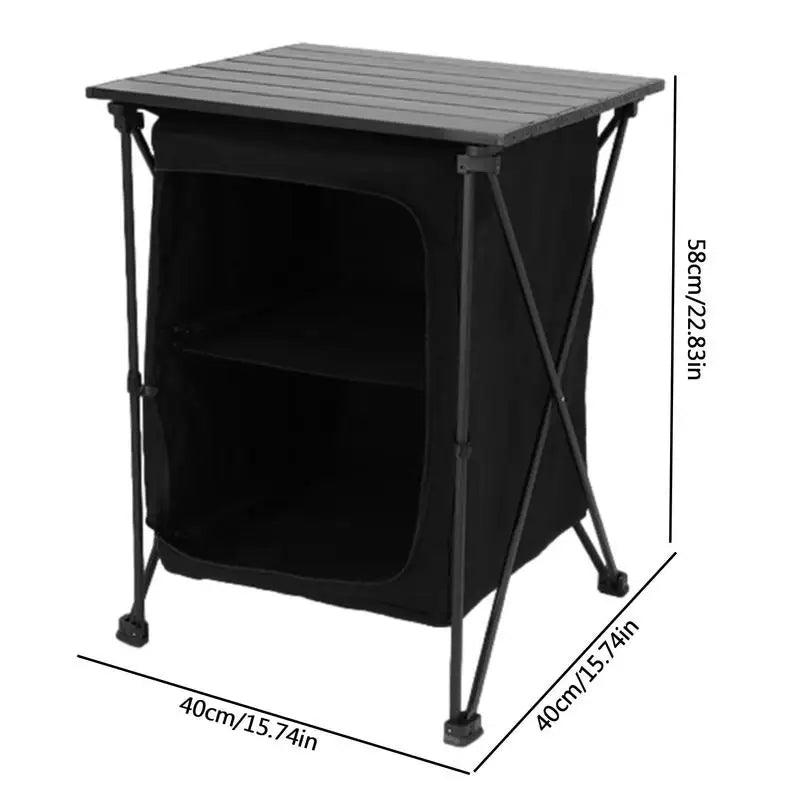 Outdoor Cooking Table Cabinet Storage Organizer Folding Barbecue Table - Outdoorsavage