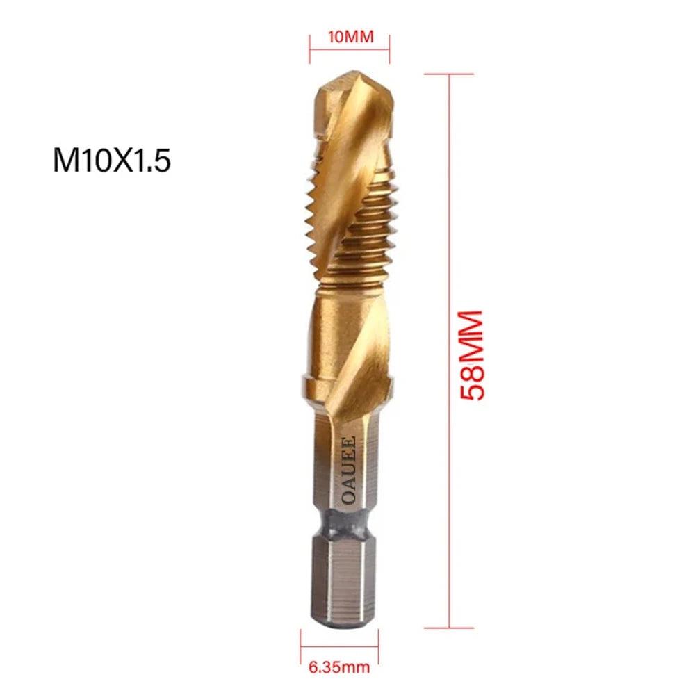 1/6Pcs Tap Drill Bit Set Hex Shank Titanium Plated HSS Screw Thread Bit Screw Machine Compound Tap M3 M4 M5 M6 M8 M10 Hand Tools - Outdoorsavage