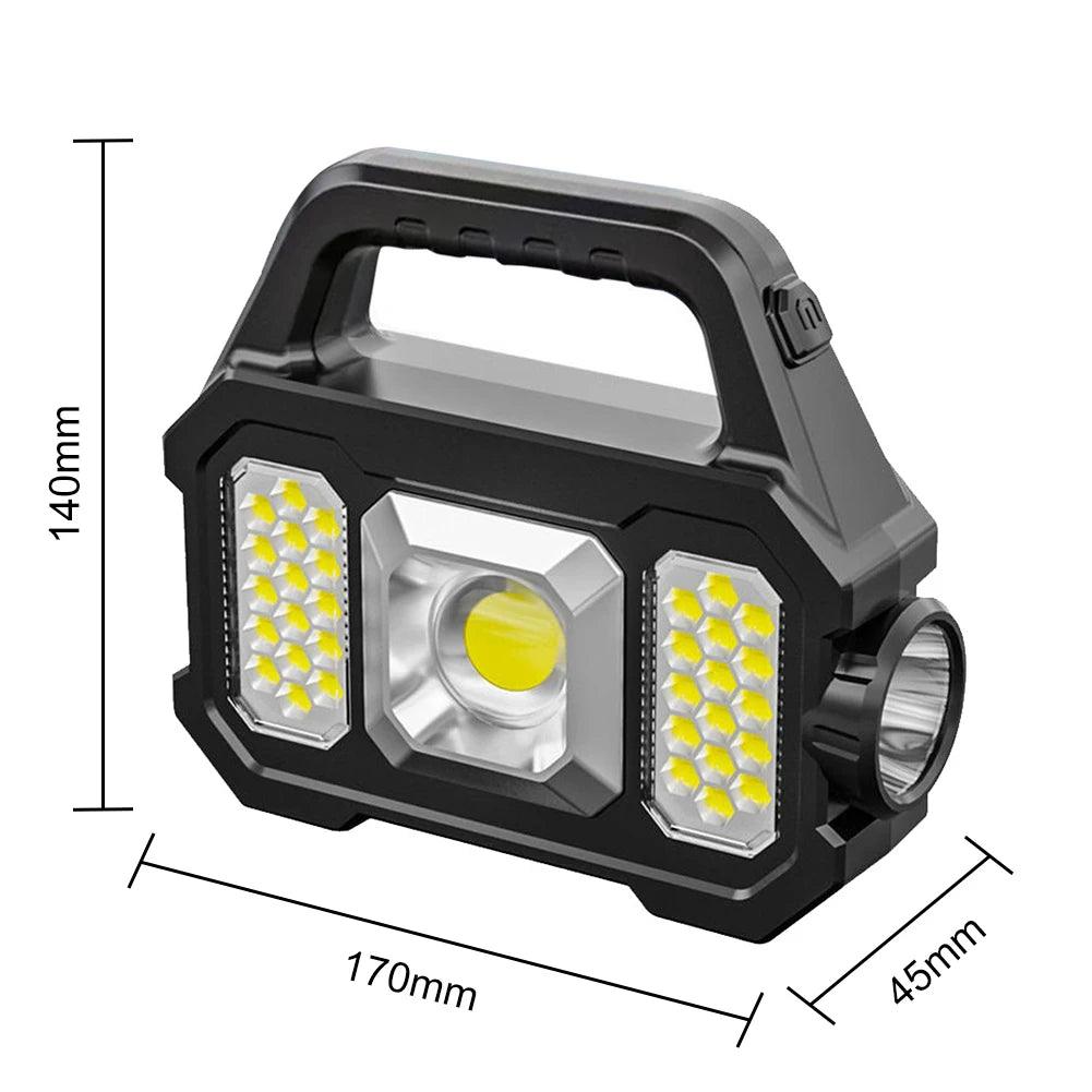 500LM USB Rechargeable Flashlight Waterproof 6 Gear COB/LED Torch Light Portable Powerful Lantern Solar Light for Camping Hiking - Outdoorsavage