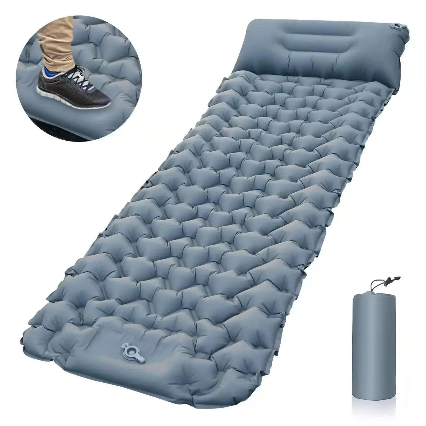 Outdoor Sleeping Pad Camping Inflatable Mattress with Pillows Travel Mat Folding Bed Ultralight Air Cushion Hiking Trekking - Outdoorsavage