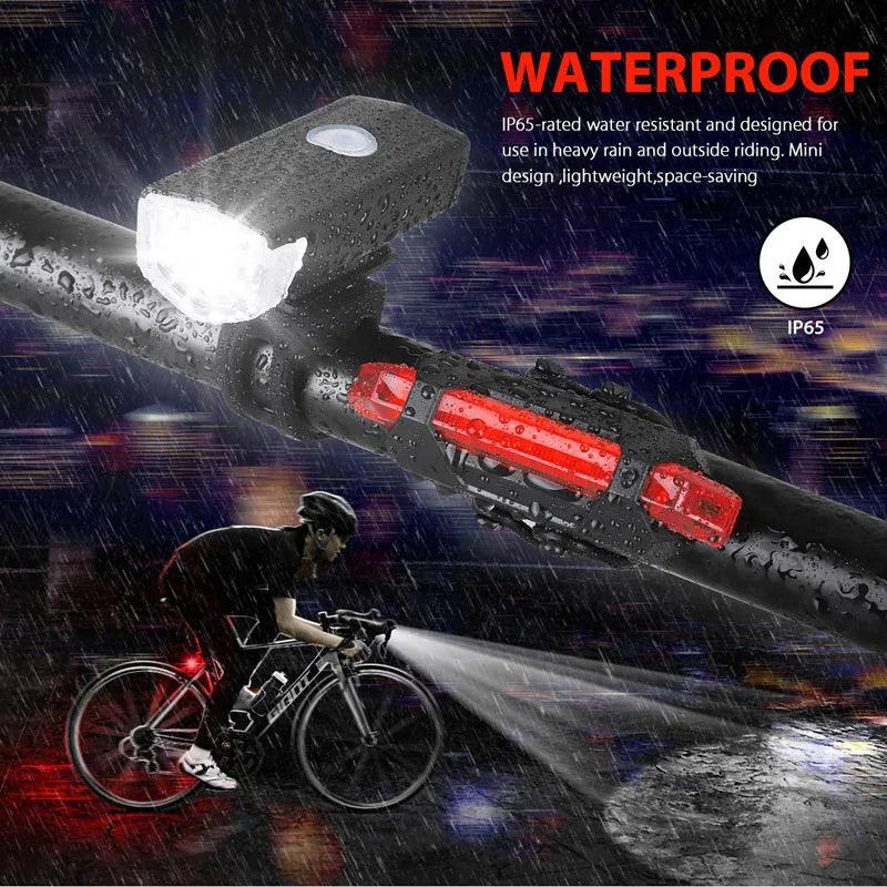 Bike Light Set Front Light with Taillight USB Rechargeable Easy to Install 3 Modes Bicycle Accessories for the Bicycle Road MTB - Outdoorsavage