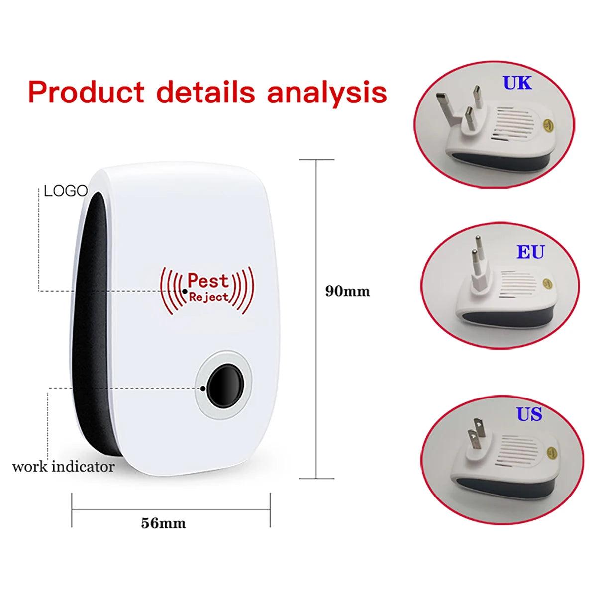 3/4/6 Pack Ultrasonic Electronic Mosquito Repellent Mouse Cockroach Spider Mosquito Repellent Household Insecticide - Outdoorsavage