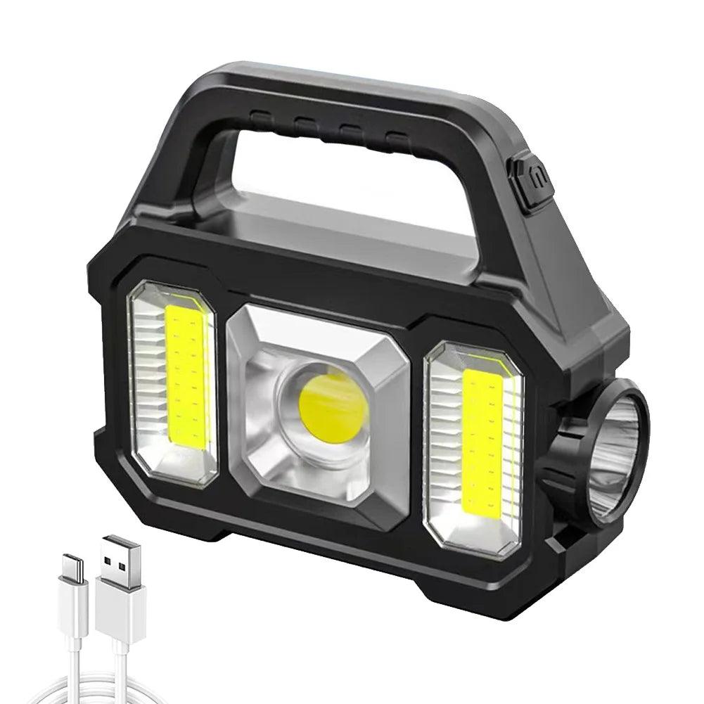 500LM USB Rechargeable Flashlight Waterproof 6 Gear COB/LED Torch Light Portable Powerful Lantern Solar Light for Camping Hiking - Outdoorsavage