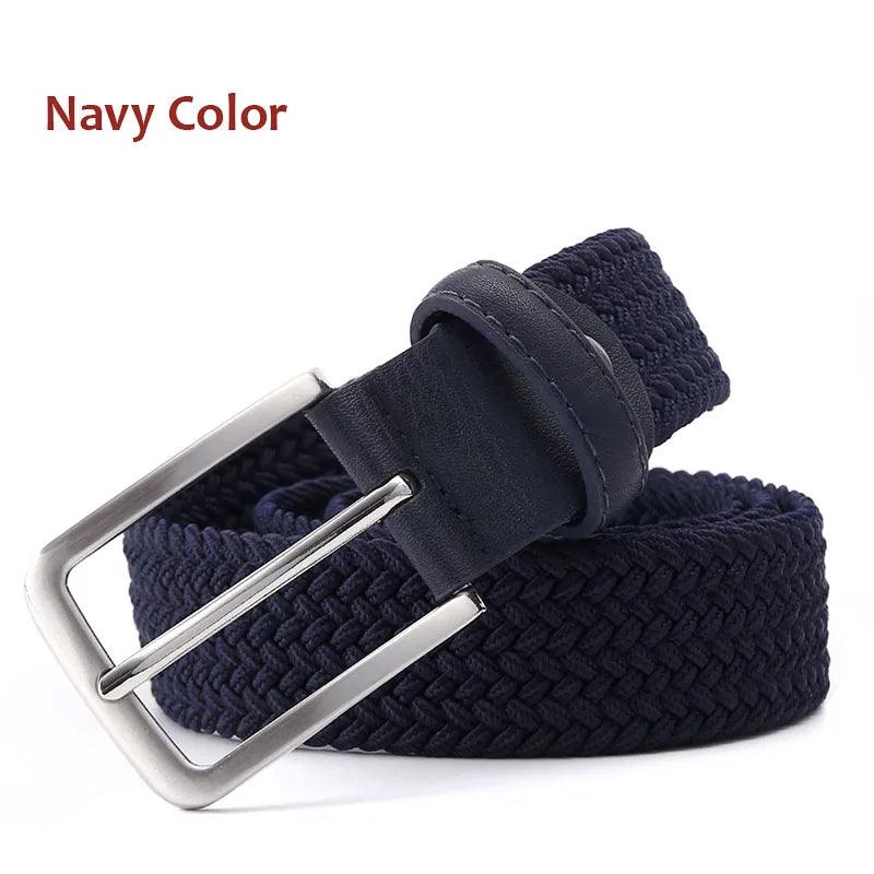 Stretch Canvas Leather Belts for Men Female Casual Knitted Woven Military Tactical Strap Male Elastic Belt for Pants Jeans - Outdoorsavage