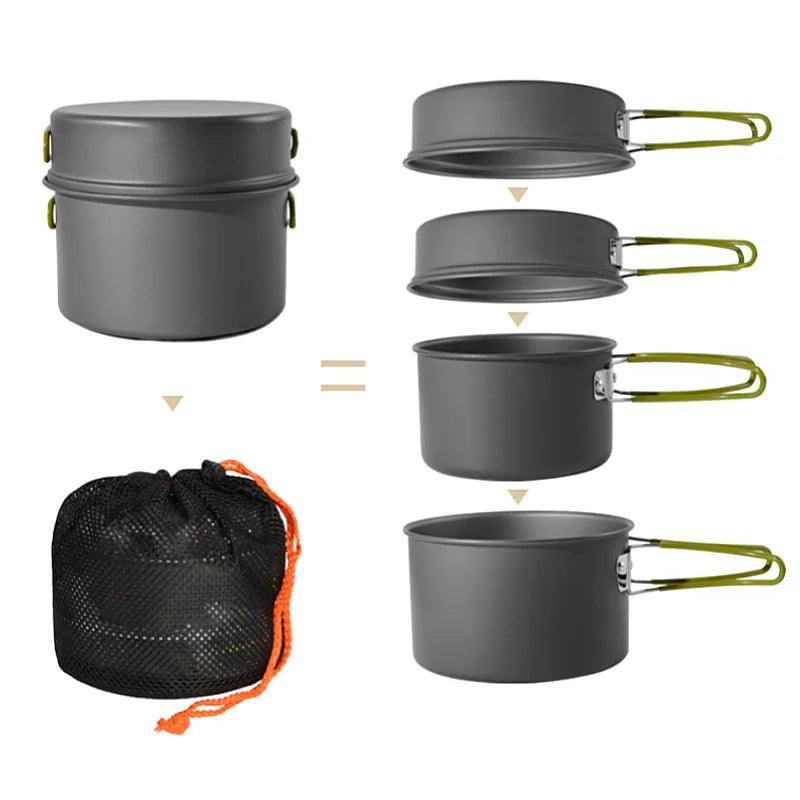 Outdoor Foldable Folding Lightweight Camping Cookware Set Camping Gear Campfire Utensils Non-Stick Cooking Equipment - Outdoorsavage