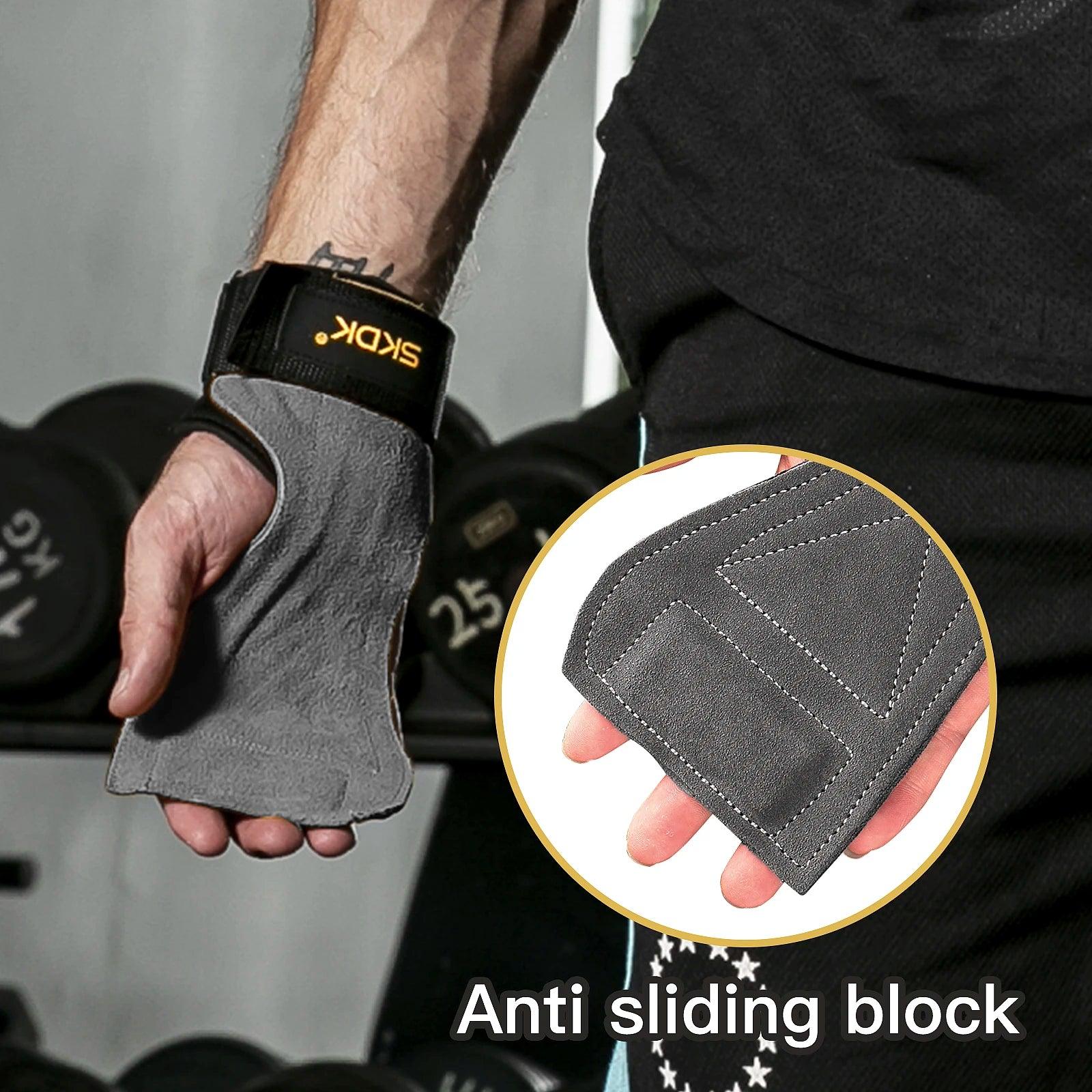 SKDK Gym Grips Palm Guards Cowhide Palm Protector Weightlifting Gymnastics Workout Gloves Grips Fitness Training Equipment - Outdoorsavage