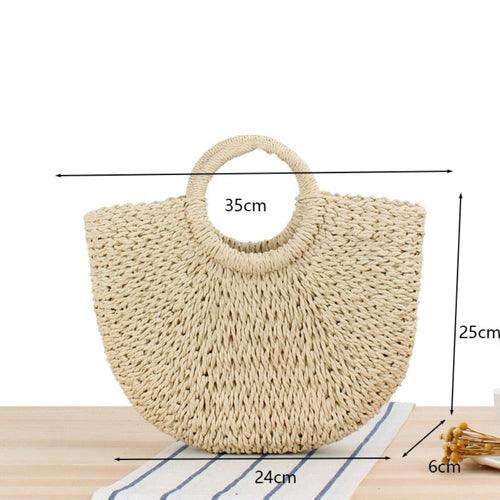 Summer Top Handle Semi Circle Straw Bag - Outdoorsavage