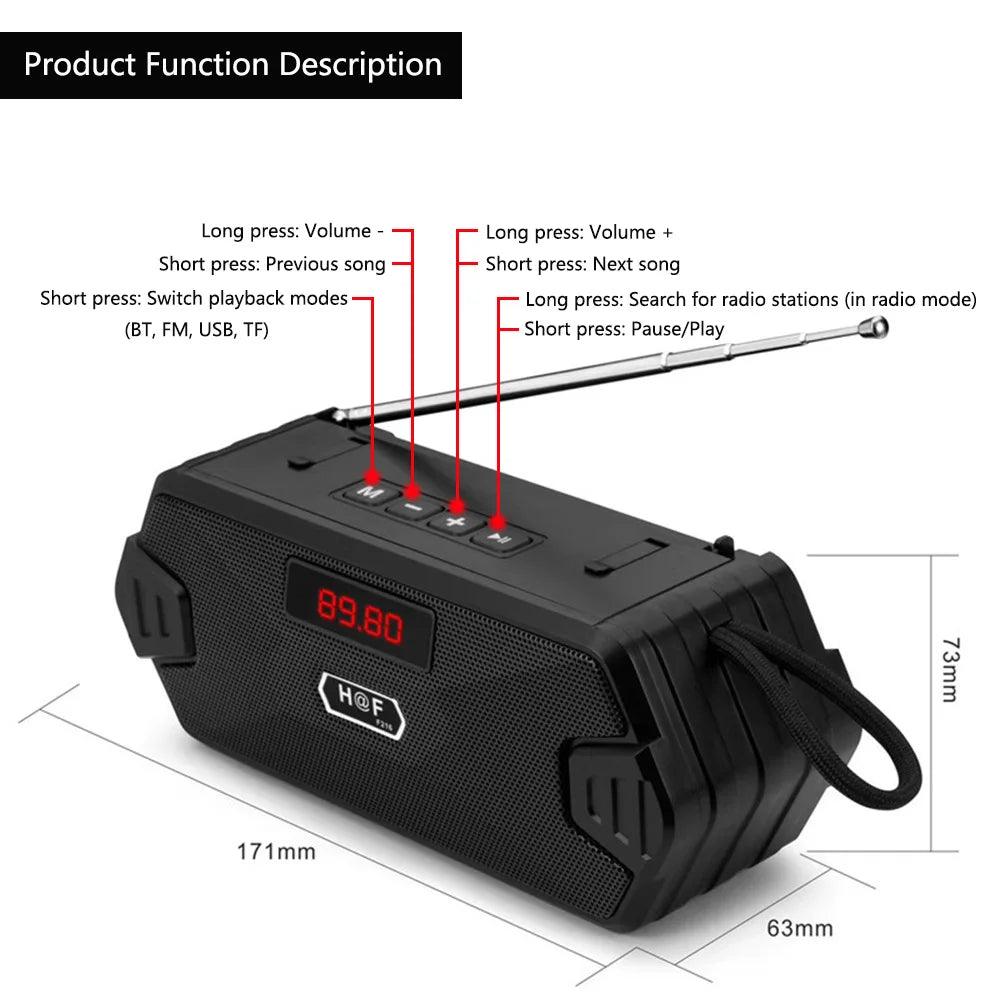 Portable Wireless Speaker Bluetooth-compatible Outdoor USB Speakers With FM Radio Receiver AUX TF MP3 Loudspeaker For Phone PC - Outdoorsavage