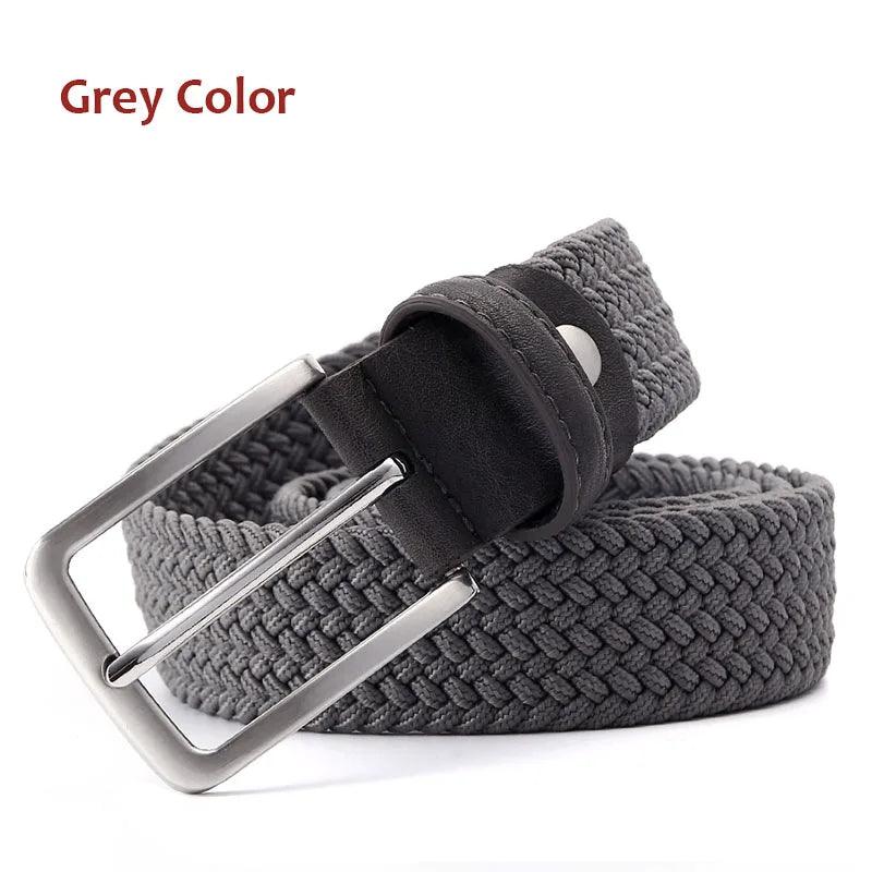 Stretch Canvas Leather Belts for Men Female Casual Knitted Woven Military Tactical Strap Male Elastic Belt for Pants Jeans - Outdoorsavage