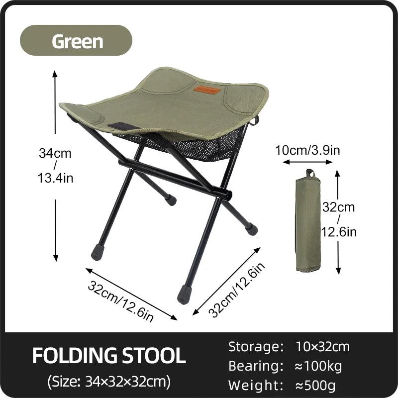 PACOONE Camping Portable Folding Stools Ultralight Aluminium Alloy Storage Chair MIni Fishing Chair Picnic Lighweight Furniture - Outdoorsavage