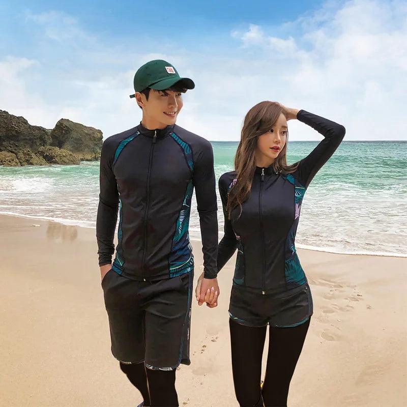 Lovers Split Wetsuit Diving Suit Long Sleeves Surf Suit Sunscreen Zipper Style Soft Swimsuit Wetsuits Scuba Diving Surfing Suit - Outdoorsavage