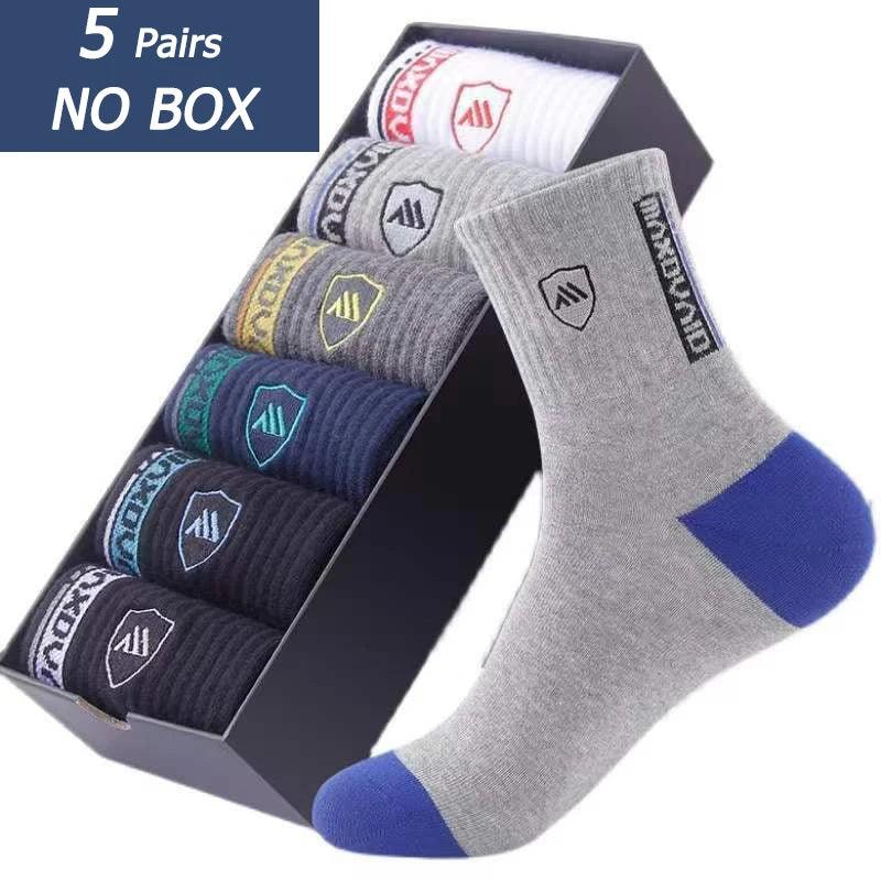 New Autumn And Spring Men's Sports Socks Casual Color Matching Thick Warm Breathable High Quality Socks 5 Pairs EU 38-43 - Outdoorsavage