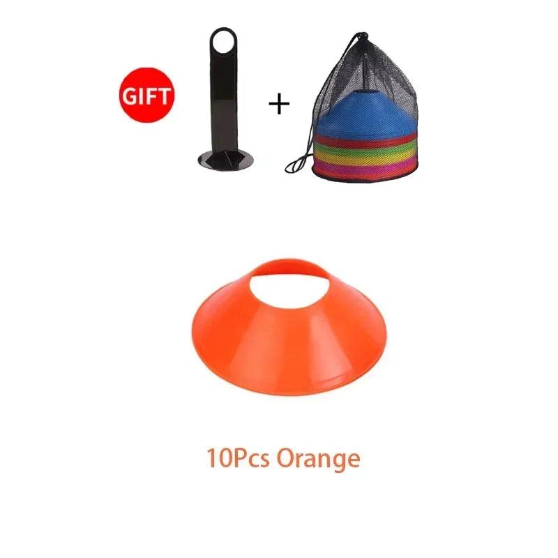 10Pcs Soccer Cones Disc Football Training Discs With Carry Bag Holder Agility Exercise Field Markers Sports Training Equipment - Outdoorsavage