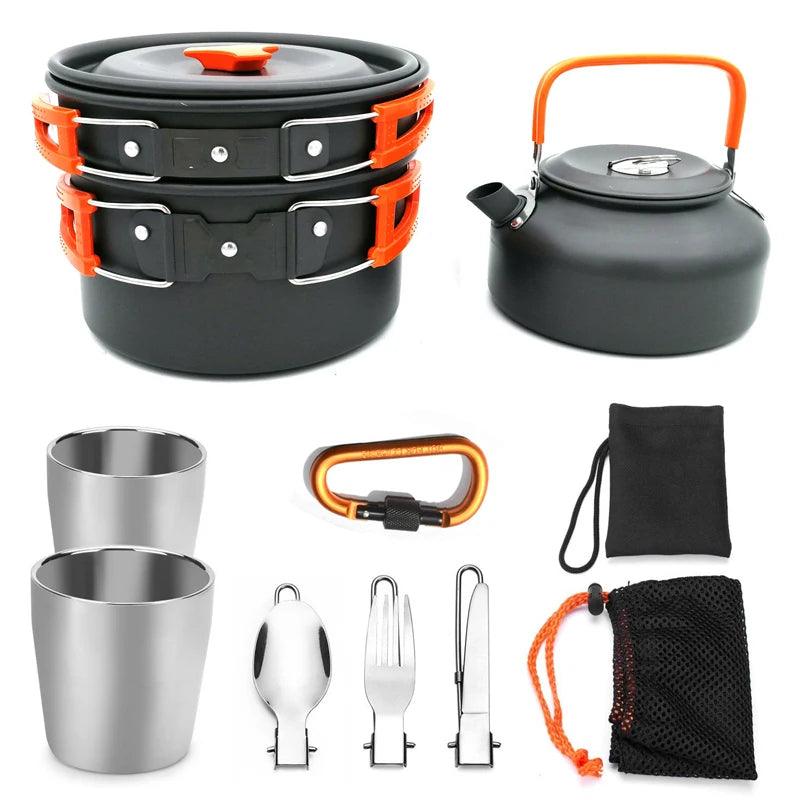 Camping cooking set Camping Gear Outdoor stove teapot Pan cup Accessories Portable Camping Equipment camper accessories kitchen - Outdoorsavage