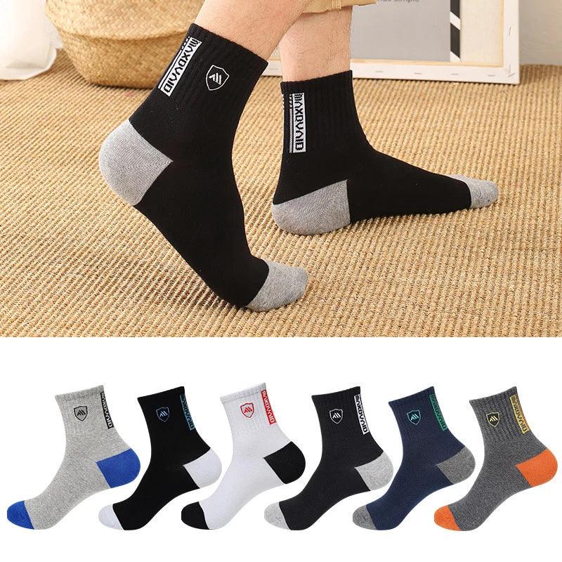 New Autumn And Spring Men's Sports Socks Casual Color Matching Thick Warm Breathable High Quality Socks 5 Pairs EU 38-43 - Outdoorsavage