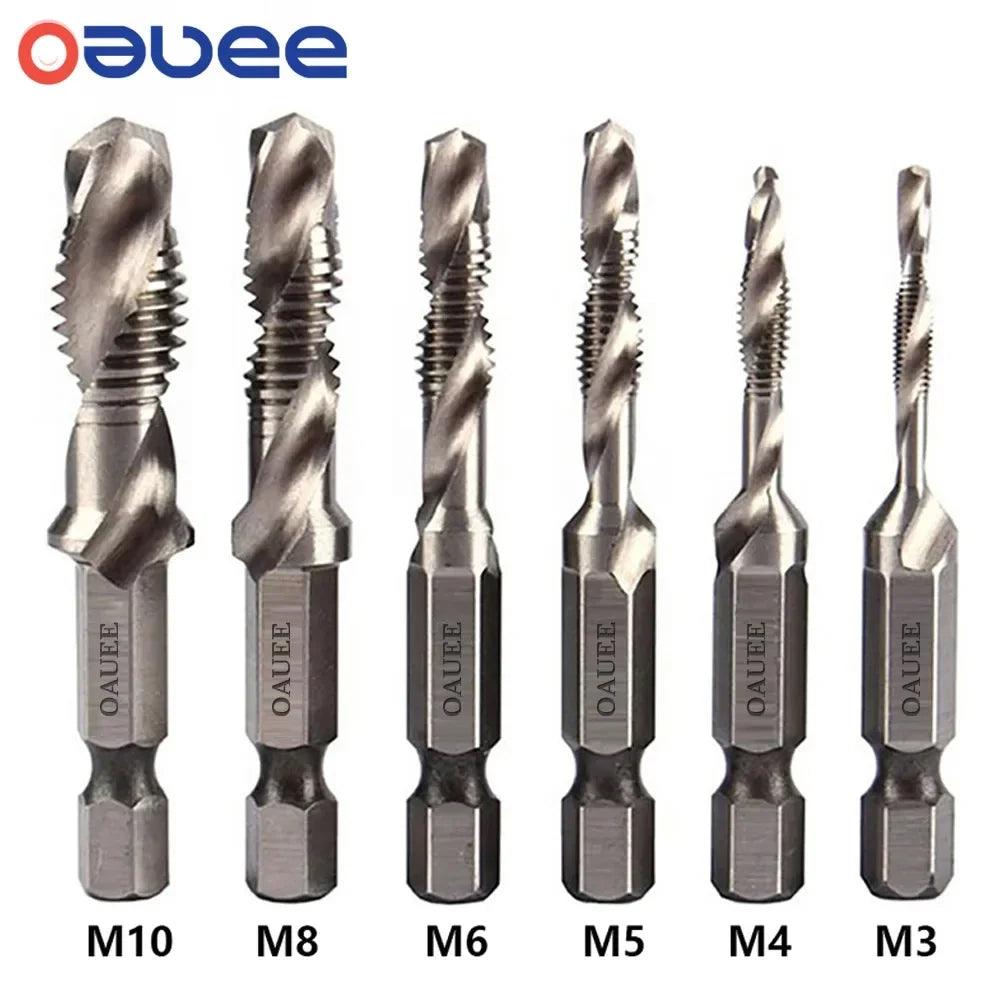 1/6Pcs Tap Drill Bit Set Hex Shank Titanium Plated HSS Screw Thread Bit Screw Machine Compound Tap M3 M4 M5 M6 M8 M10 Hand Tools - Outdoorsavage