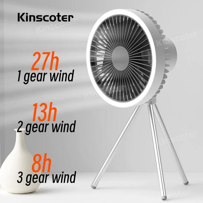 10000mAh 4000mAh Camping Fan Rechargeable Desktop Portable Circulator Wireless Ceiling Electric Fan with Power Bank LED Lighting - Outdoorsavage