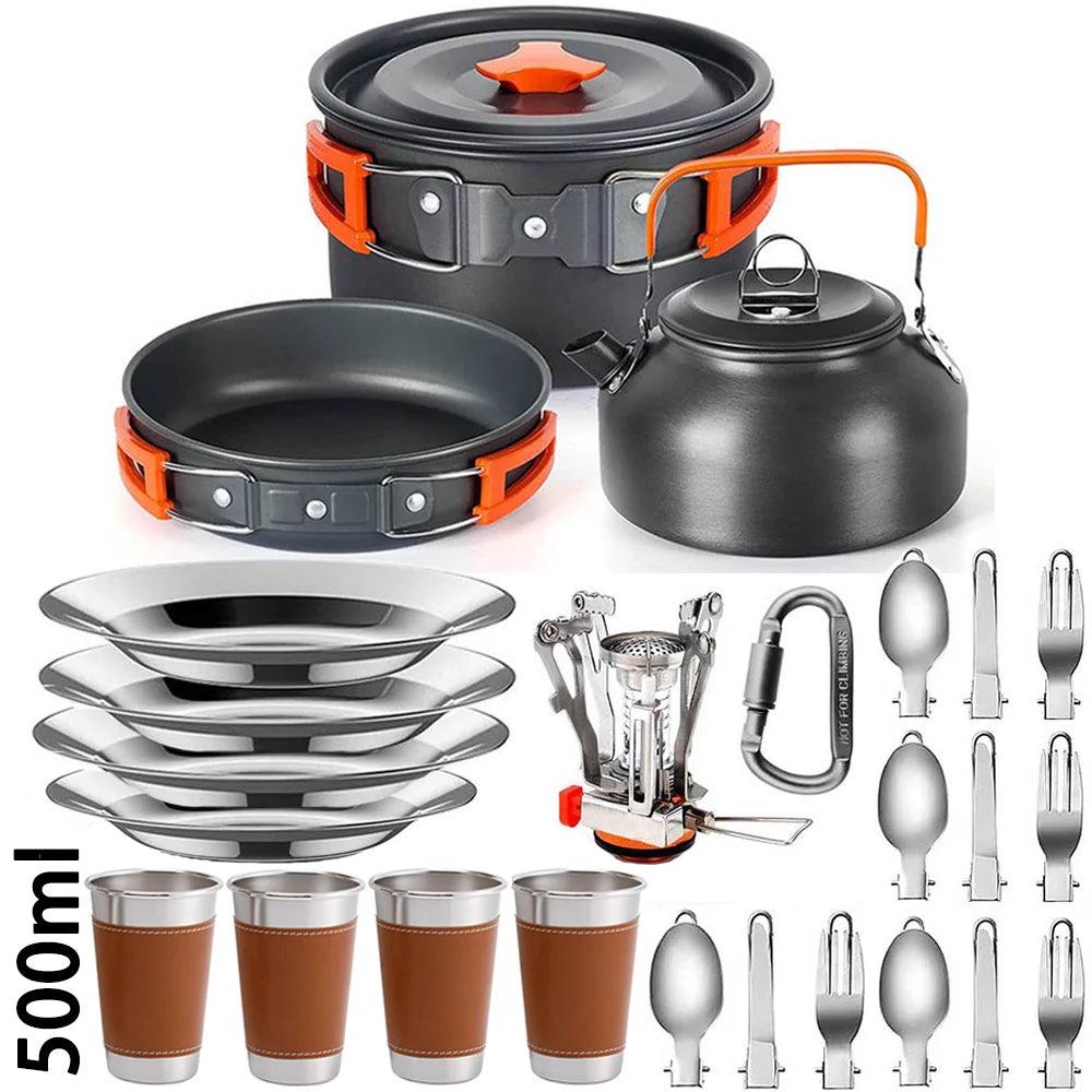 Outdoor camping cooking set outdoor water boiling and vegetable frying - Outdoorsavage