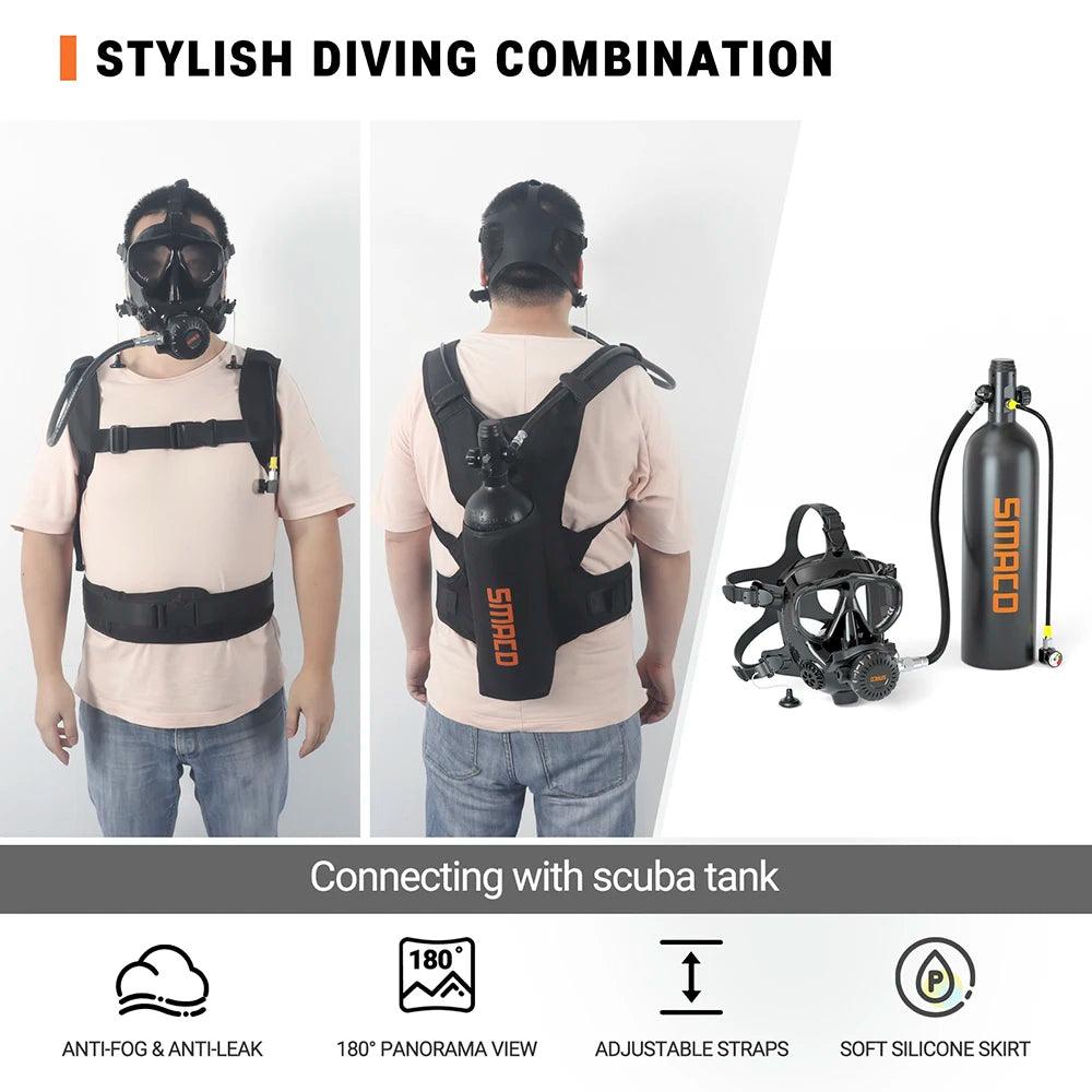 Smaco Diving Mask Snorkeling Full Face Snorkel Masks Underwater Swimming Mask Scuba Diving Equipment Full Face Dive Masks - Outdoorsavage