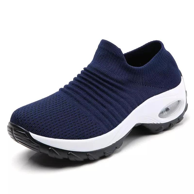 Women's Casual Sports Socks Sneakers Fashionable Thick Sole Air Cushion, Elevated Sloping Heel Rocking Shoes - Outdoorsavage