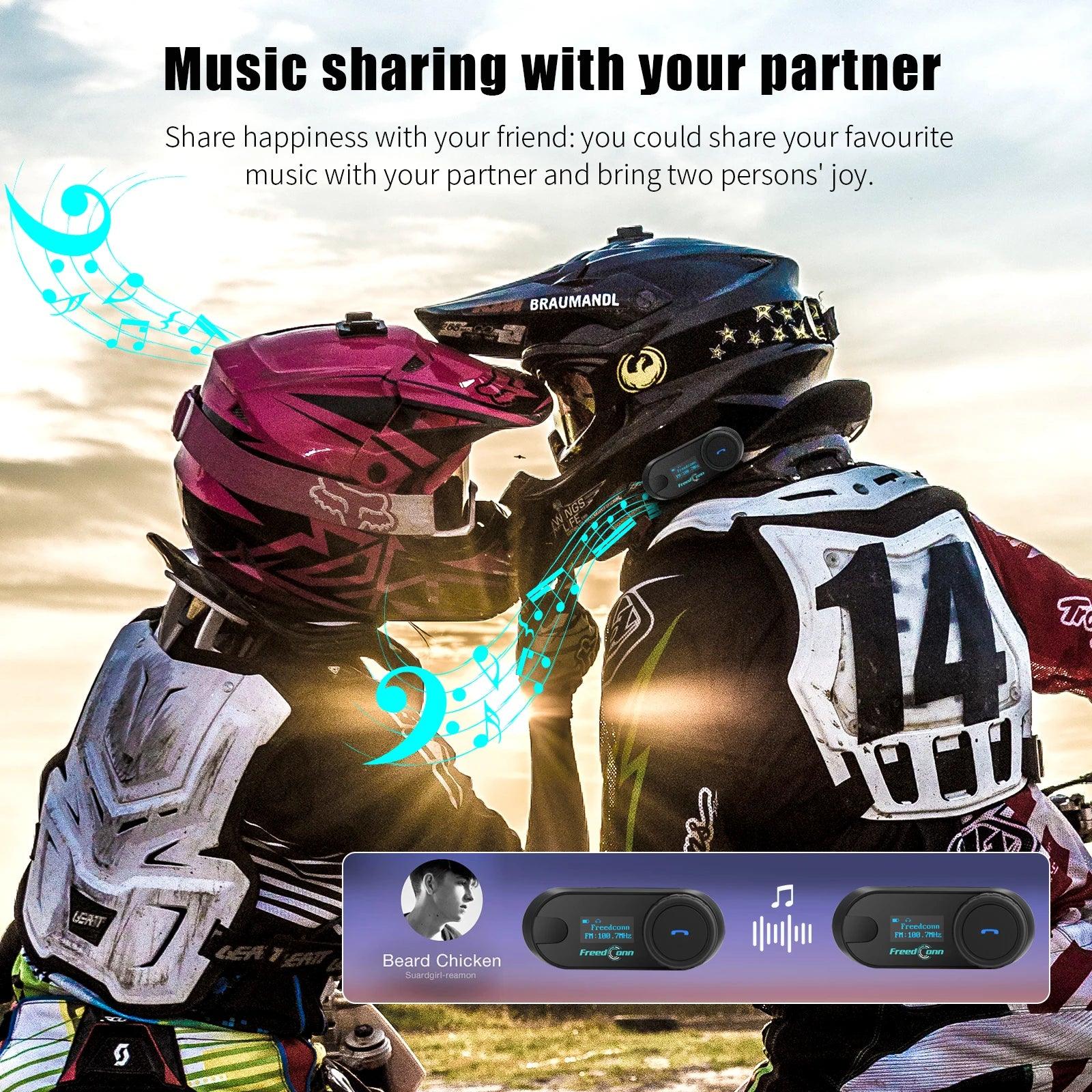 Freedconn Motorcycle Intercom Wireless Bluetooth Helmet Headset Moto Helmets Communication System 1000m Interphone Headsets - Outdoorsavage