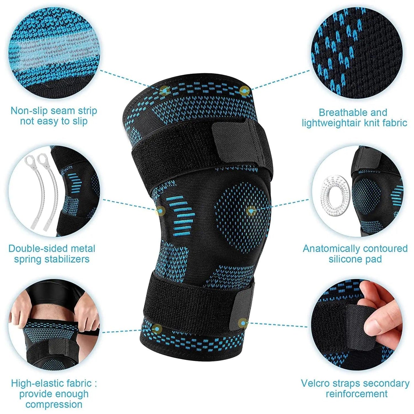 Sports Knee Pads for Knee Pain Meniscus Tear Injury Recovery with Side Stabilizers Patella Gel Knee Support Compression Sleeve - Outdoorsavage