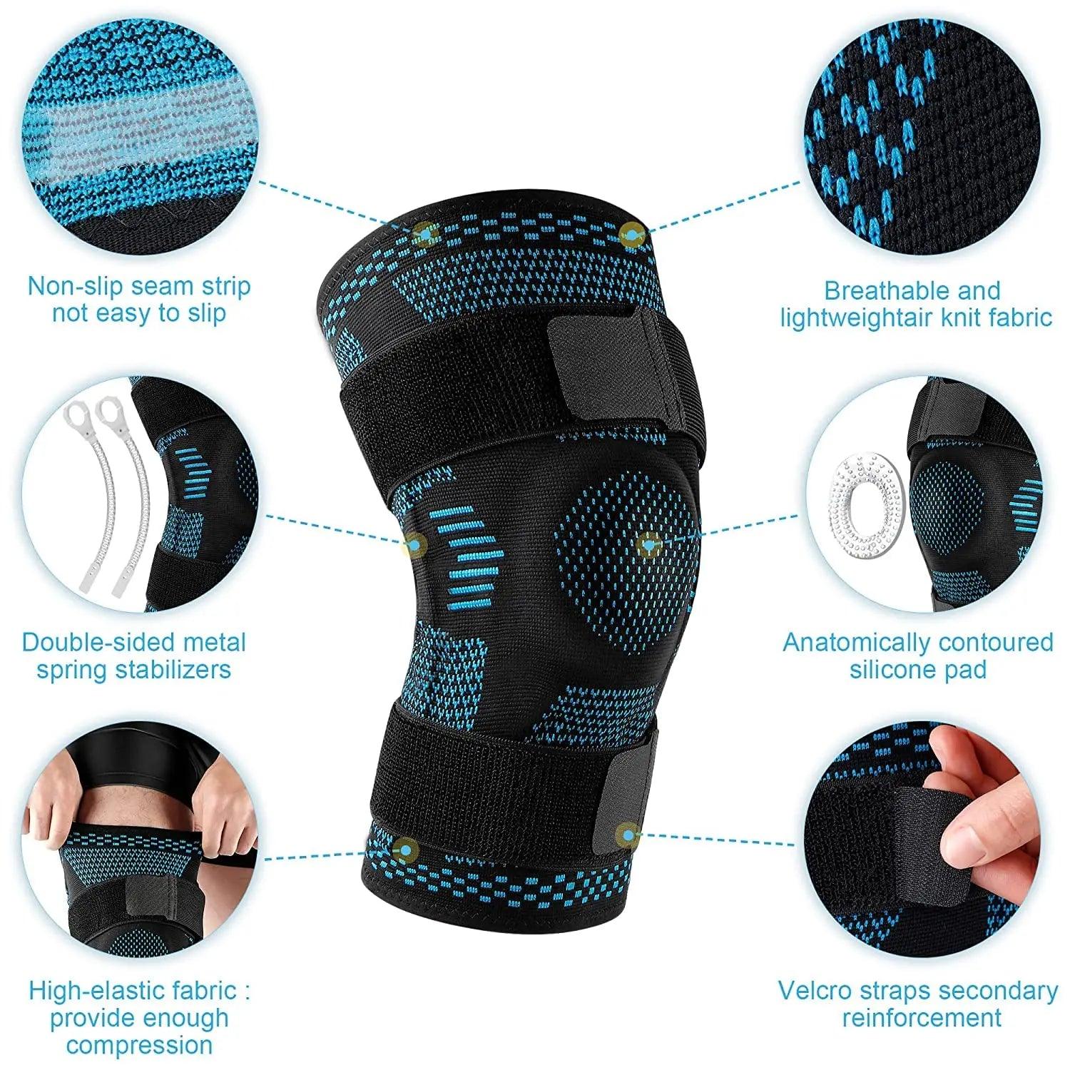 Sports Knee Pads for Knee Pain Meniscus Tear Injury Recovery with Side Stabilizers Patella Gel Knee Support Compression Sleeve - Outdoorsavage