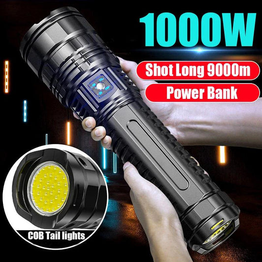 Built-in Battery Flash Light Emergency Spotlights 4km 10000LM 800W Most Powerful Led Flashlights Tactical 15000mah - Outdoorsavage