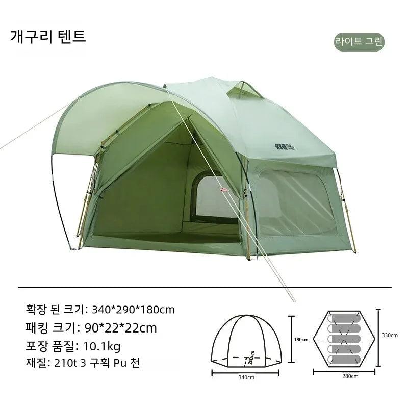 Hexagon Tent Outdoor Bionic Design Huge Frog Tent Rainproof Double Layer Pop Up Tent Portable Folding Tent for 5-8 Person - Outdoorsavage